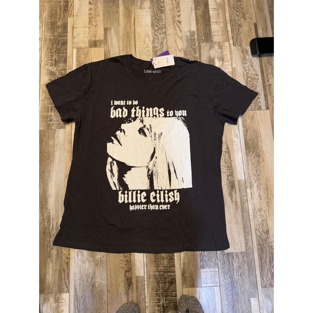 Billie Eilish "Happier Than Ever" Graphic T-Shirt XXL Black 100% Cotton Unisex